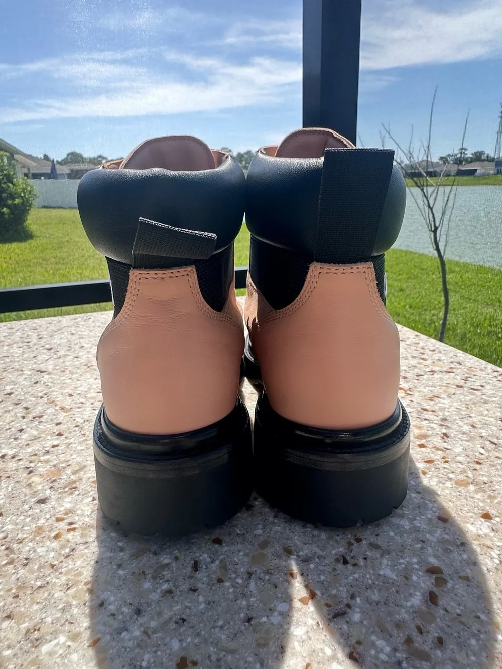 Chanel Pink suede and leather lace-up combat boots  Cc Logo. US Sz 8- 8.5 EU 39